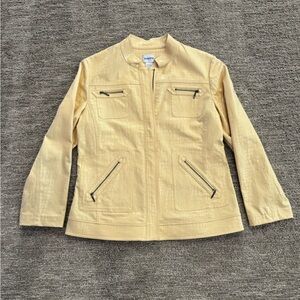 Chico’s Golden Gleam Yellow Texture Becker Jacket Raffia Size 1 (S/8)
